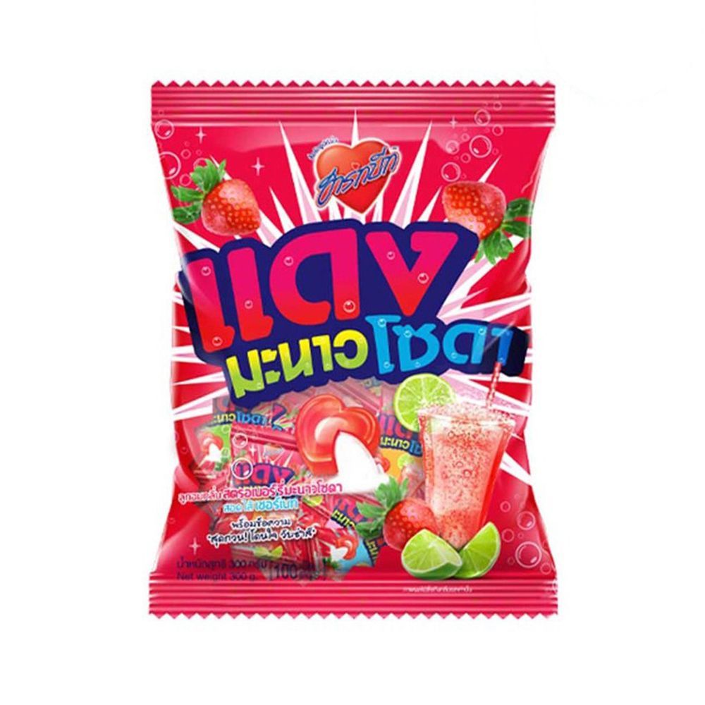 ฮาร์ทบีทแดงมะนาวโซดา300ก 100เม็ด HARTBEAT STRAWBERRY LIME SODA 300GX100