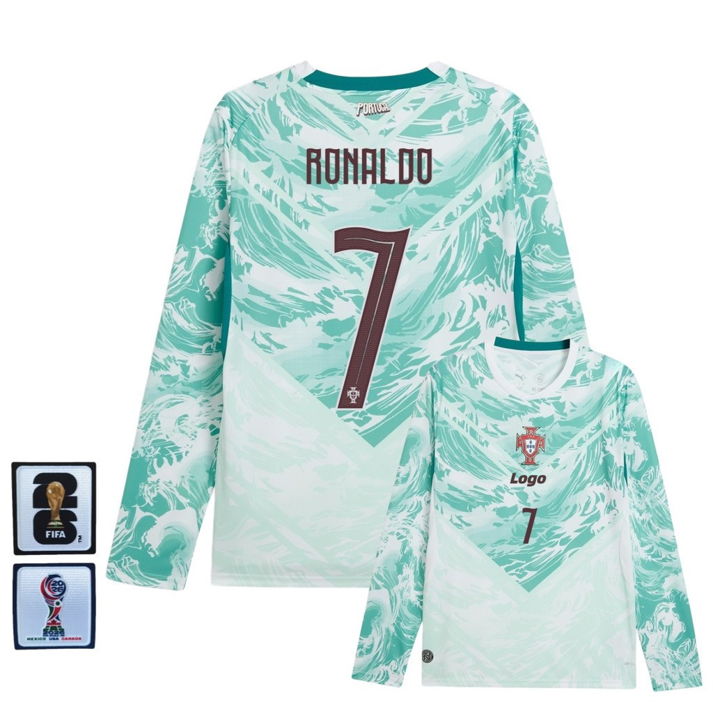 2026/27 Portugal Fans Edition Mens Portugal Away Long Sleeves Football Jersey เสื้อยืด