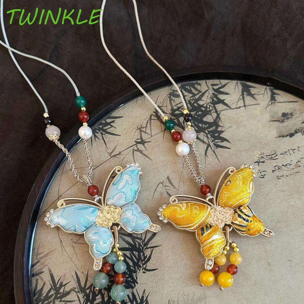 TWINKLE1 Song Brocade สร้อยคอผีเสื้อ, ใหม่สไตล์จีนพู่สไตล์จีนสร้อยคอ,สไตล์ชาติพันธุ์ High-end เสื้อก