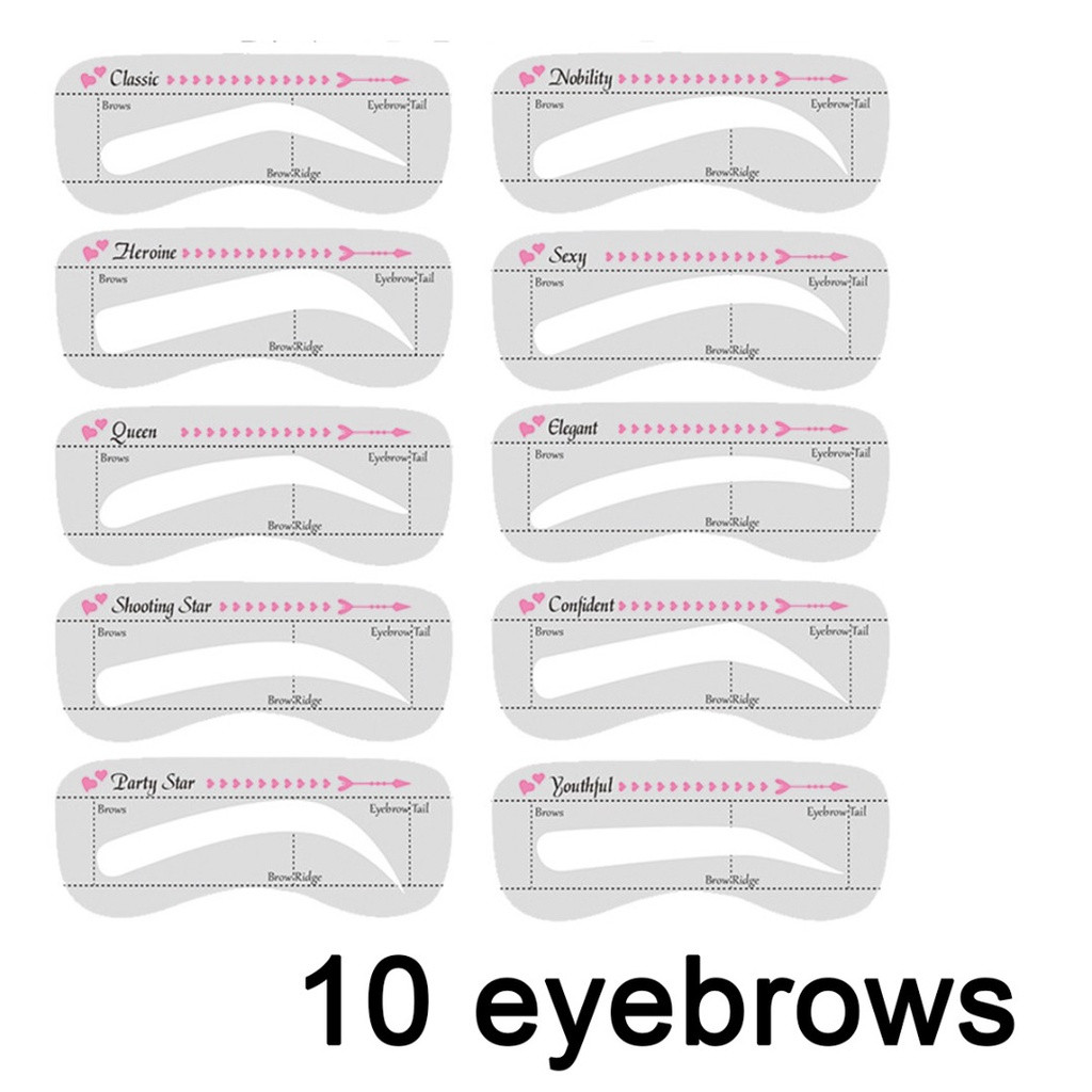 10 ชิ้นรูปแบบReusable Eyebrow Card Stencil Shaper Grooming Browชุดเครื่องมือ