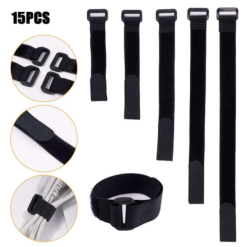 15 ชิ้น Self Aกาว Multisize Hook Loop Cable Ties ไนลอนย้อนกลับสายคล้องคอ Sticky 2 ซม.