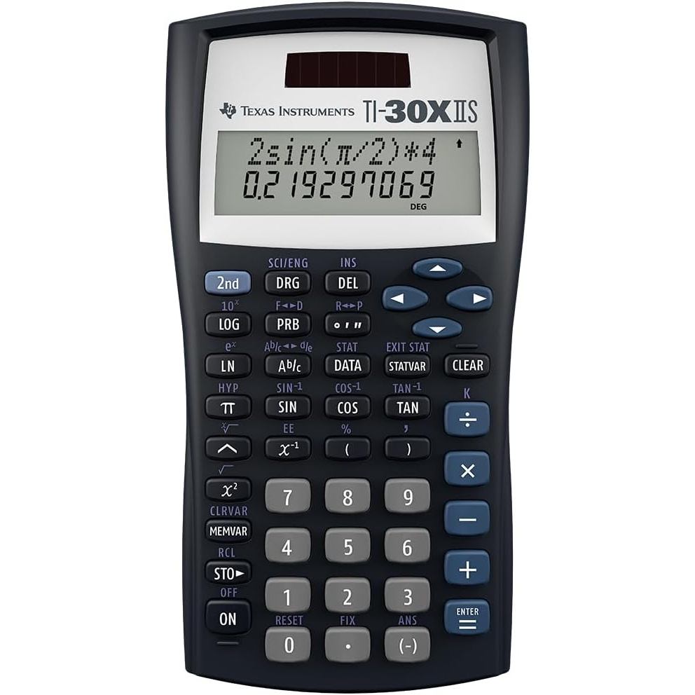 เครื่องคิดเลขวิทยาศาสตร์ Texas Instruments TI-30XIIS สีดําพร้อม Blue Accents (30XIIS/TBL/1L1/BK)