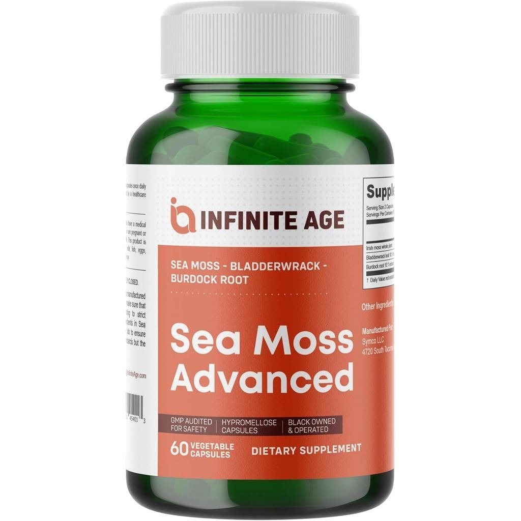 INFINITEAGE 1250mg Seaweed Premium Superfood Capsules, 60 แคปซูล-ประสิทธิภาพสูง, มังสวิรัติ, Made in