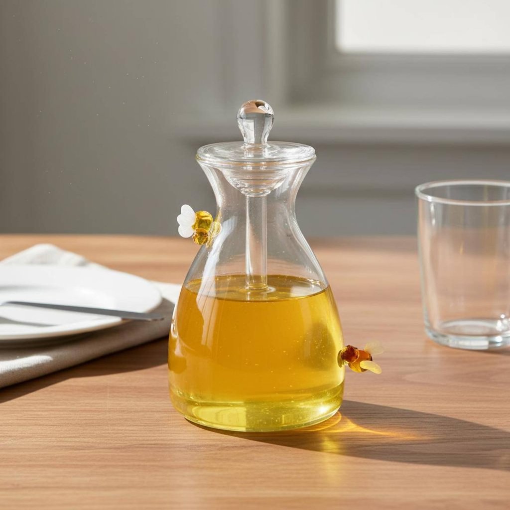 Transparent Body Honey Jar Dipper Set Mess-Effortless Serving Honey Jar และ Dipper Set เครื่องล้างจา