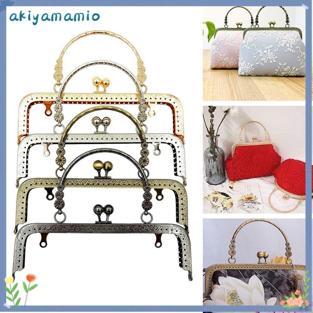 AKIYAMIO Purse Frame Kiss Clasp, Vintage Metal Purse Clasp Frame, Mini Bag Hardware Bag Frame Buckle