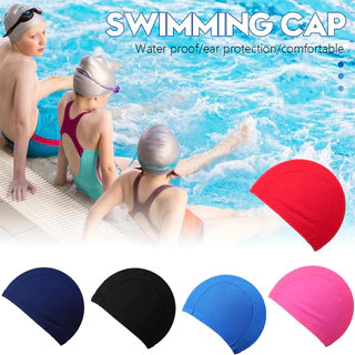 พร้อมส่ง หมวกว่ายน้ำ PU ผ้าแห้งเร็ว เด็กกับผู้ใหญ่ใส่ได้ Swimming Caps 4สี