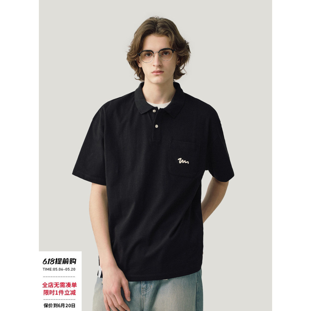 714street สตรีตแวร์ เสื้อโปโลผู้ชายแขนสั้น ลายใหม่สำหรับฤดูร้อน