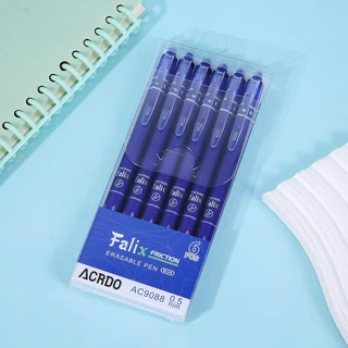 🔥 6 ชิ้น / ชุดปากกาเจลลบได้ พร้อมไส้ปากกา 0.5 มม. หมึกเจล สีดํา และสีน้ําเงิน สําหรับสํานักงาน