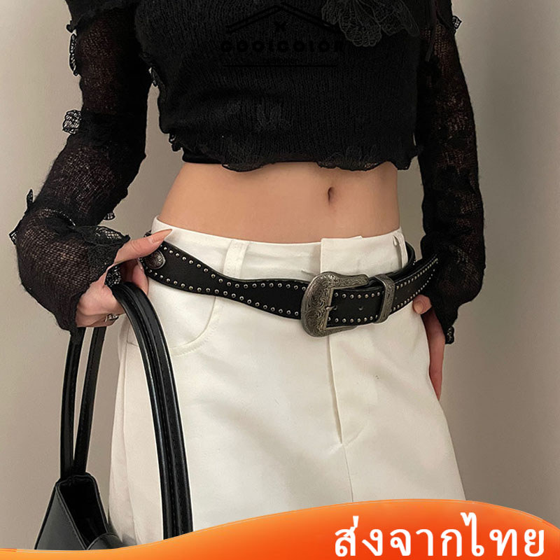 ในไทย💖เข็มขัดหนังผู้หญิงวินเทจทันสมัย สไตล์อเมริกันแฟชั่น สําหรับกางเกงยีนส์กระโปรง สาวฮอตตกแต่ง.COD