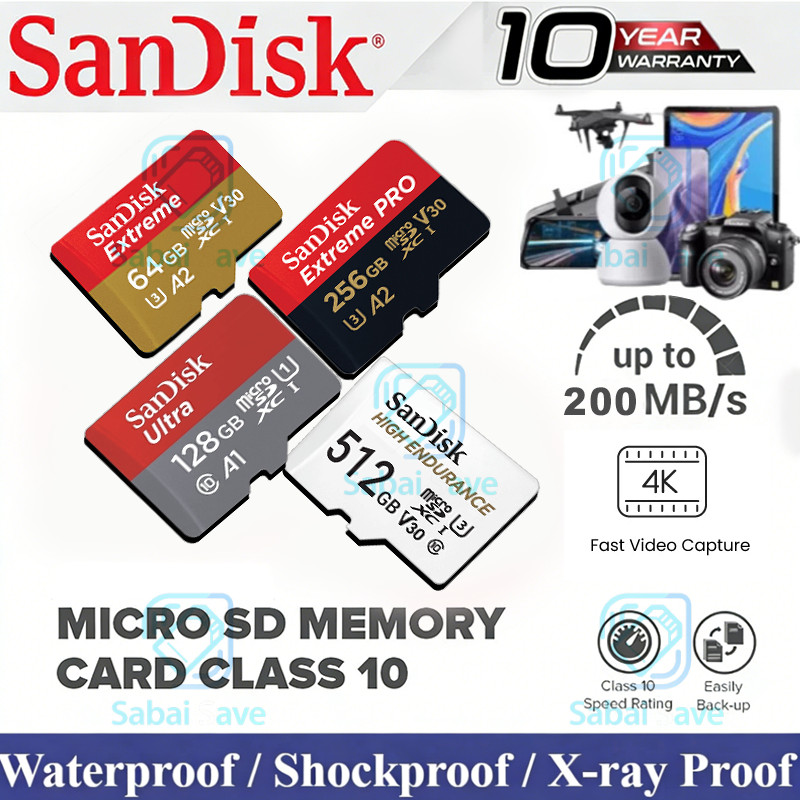 Sandisk Ultra-Extreme-Extreme Pro micro SDcard 32GB/64GB/128GB/256GB/512GB/1TB เมมโมรี่การ์ด