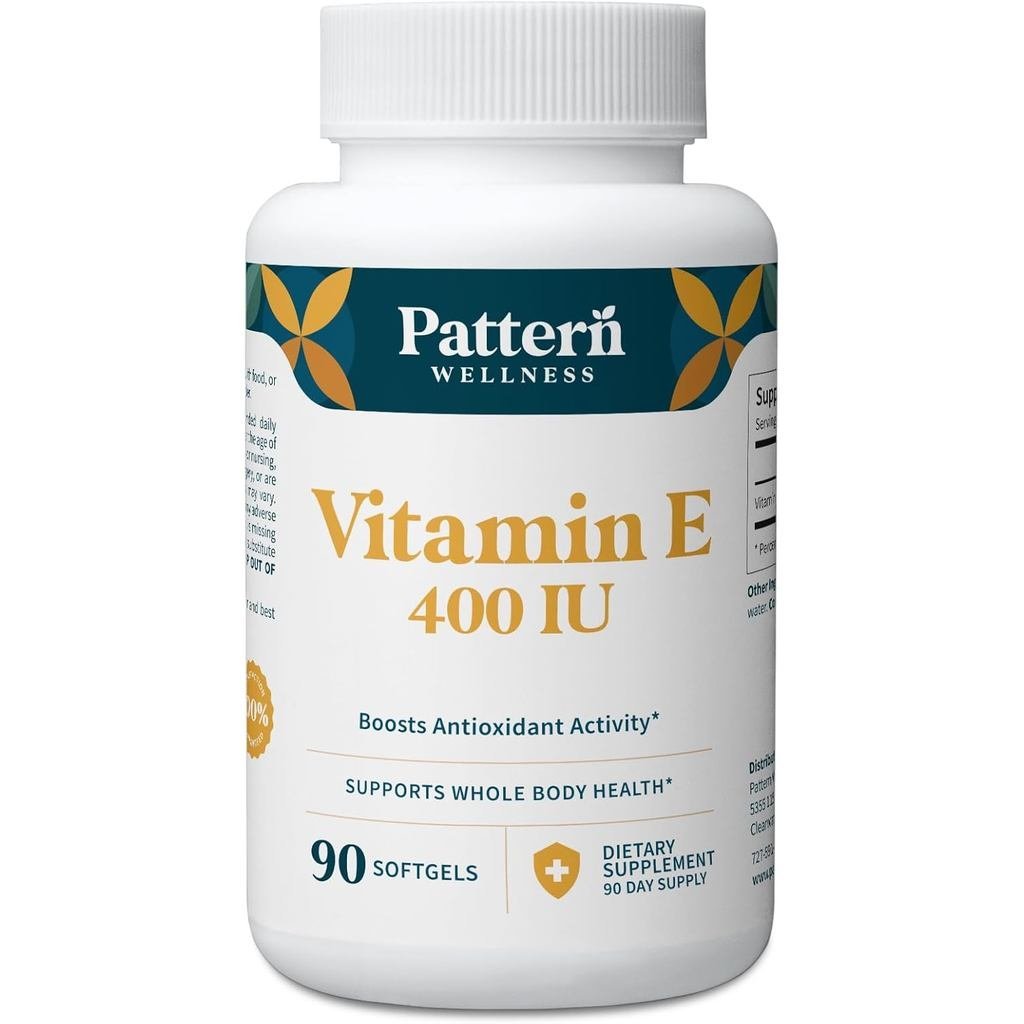 Pattern Wellness Vitamin E 400 IU – รองรับสุขภาพสารต้านอนุมูลอิสระ, Immune & Cellular – 90 ซอฟท์เจล,