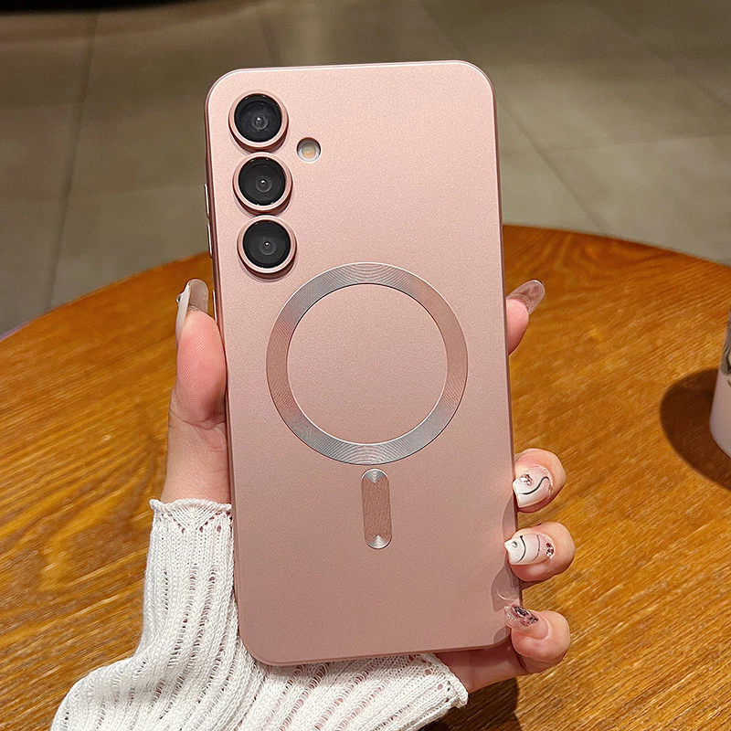 สําหรับ Samsung Galaxy A57 A56 A37 A36 A26 A17 A16 A07 A06 A05 A05S A14 A15 A24 A25 A34 A35 A54 A55 หรูหราสีเมทัลลิคแม่เหล็กเคสโทรศัพท์ป้องกันกล้องกันกระแทกซิลิโคนนุ่ม