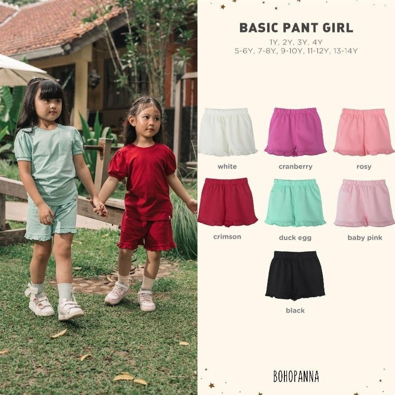 BOHOPNA - BASIC PANTS GIRL BOHOPNA - CHILDRENS PANTS - BABY PANTS - CHILDRENS BOTTOM - GIRLS SHORTS