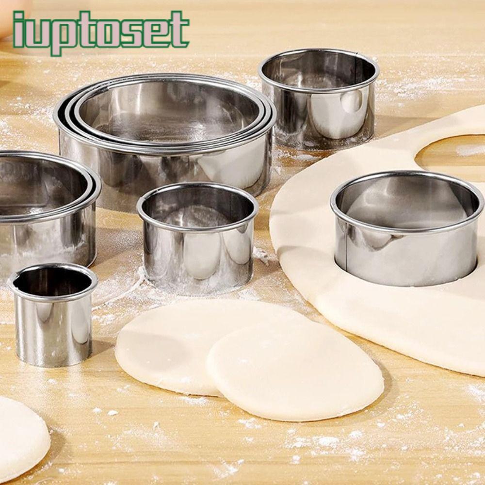 IUPTOSET 11/12 ชิ้นบิสกิตแม่พิมพ์, 11/12 ชิ้นชุดเกี๊ยวผิวแม่พิมพ์เครื่องตัดแป้ง,ทนทานทรงกลมสแตนเลสเบเกอรี่ Pastry Mold Baking