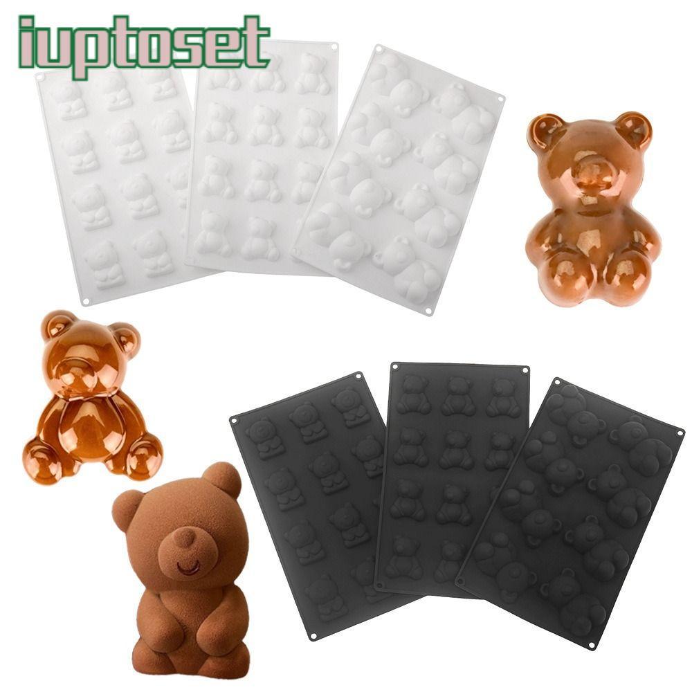 IUPTOSET แม่พิมพ์ช็อกโกแลตซิลิโคนเกรดอาหาร 6/8/12 เซลล์แม่พิมพ์เค้กเบเกอรี่, DIY หมีน้อยรูปร่างพุดดิ้งแบบใช้ซ้ําได้ Mould วันวาเลนไทน์