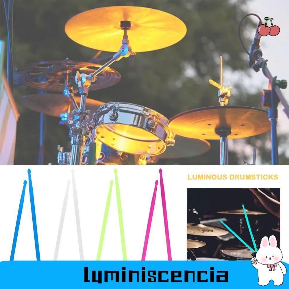 LUMINESCIA Drum Sticks, Luminous 5A Luminous Drumsticks, Night Light Glow Drum Sticks Nylon Percussi