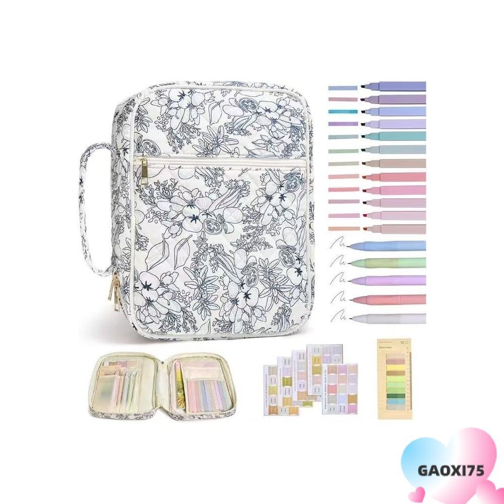 GOXI75 Bible Cover Bag, Handle Floral Design Bible Cover ,กระเป๋าซิป Bible Journaling Kit Church