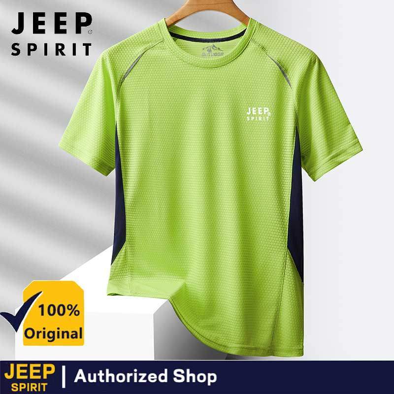JEEP SPIRIT เสื้อยืดกีฬาผู้ชายฤดูร้อนระบายอากาศแห้งเร็วเสื้อแขนสั้น