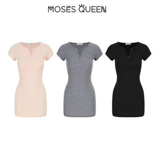 < MOSESQUEEN > โมเสส ราชินี ชุดเดรสสไตล์เร้าอารมณ์เซ็กซี่และบริสุทธิ์สําหรับผู้หญิงในฤดูร้อนทรงเข้ารูปเอวต่ําพร้อมสะโพกรวบรวมและความยาวสั #63623