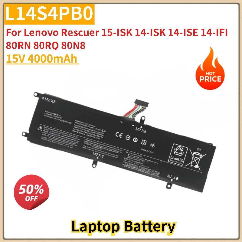 ใหม่ L14S4PB0 แบตเตอรี่แล็ปท็อป 15V 4000mAh สําหรับ Lenovo Rescuer 14-ISK 14-ISE 14-IFI 80RN 80RQ 80