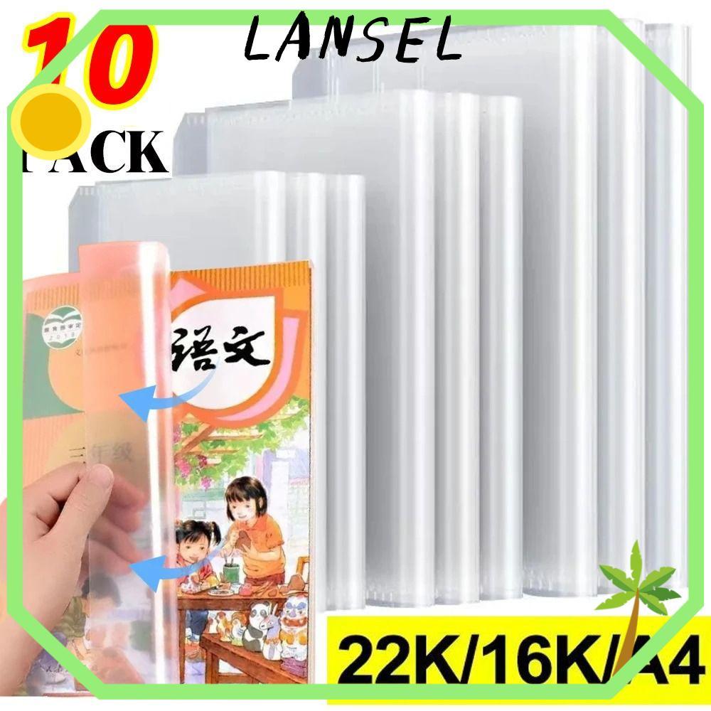 LANSEL1 10 ชิ้น/เซ็ตปก, ฝาครอบป้องกันหนังสือโปร่งใส A4/A5/16K, ปลอกหุ้มหนังสือกันน้ํามัลติฟังก์ชั่นป้องกันหนังสือ