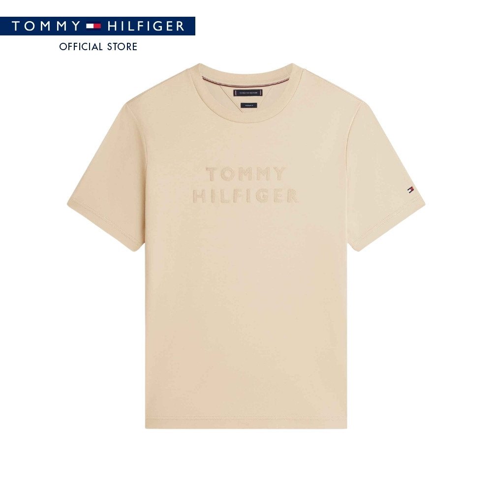 Tommy Hilfiger เสื้อยืด ผู้ชาย รุ่น MW0MW42380 RBT - สีเบจ ทรง Regular