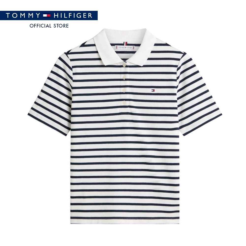 Tommy Hilfiger เสื้อโปโล ผู้หญิง รุ่น WW0WW43224 0BF - สีน้ำเงิน ทรง Regular
