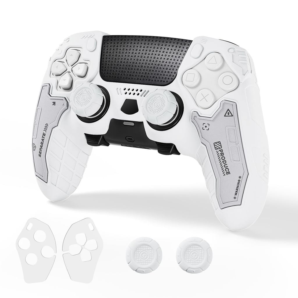ยุทธวิธี PS5/PS5 Edge Controller Skin Set, ซิลิโคนกันลื่นฝาครอบป้องกันกรณีผิวพร้อม Thumb Grip Caps 2