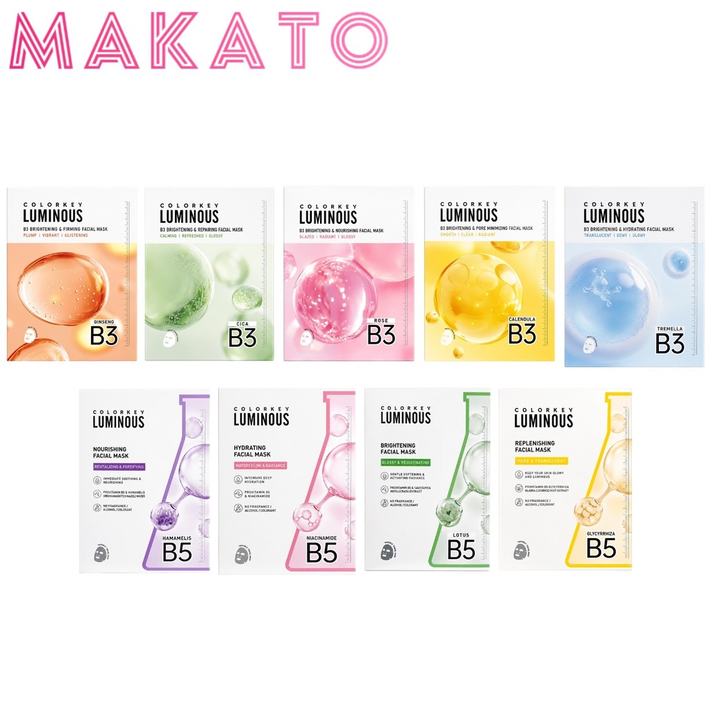 COLORKEY LUMINOUS FACIAL MASK B5 คัลเลอร์คีย์ ลูมินัส มาส์กหน้า แผ่นมาส์ก ชุ่มชื้น 1 กล่อง10 แผ่น