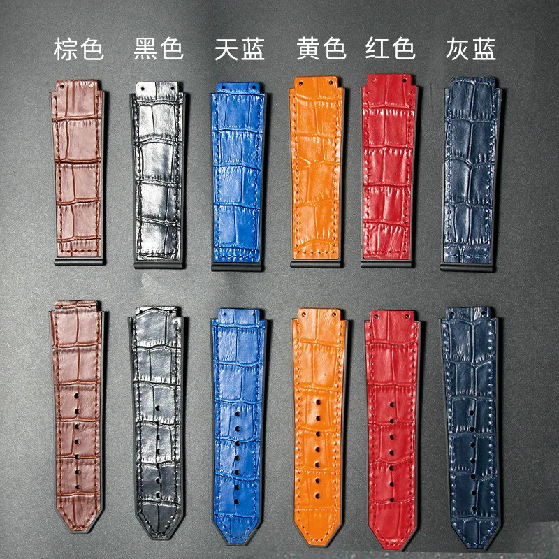 Watch Band For HUBLOT BIG BANG Genuine Leather 25mm*19mm Waterproof Men Watch Strap Chain Watch Rubb