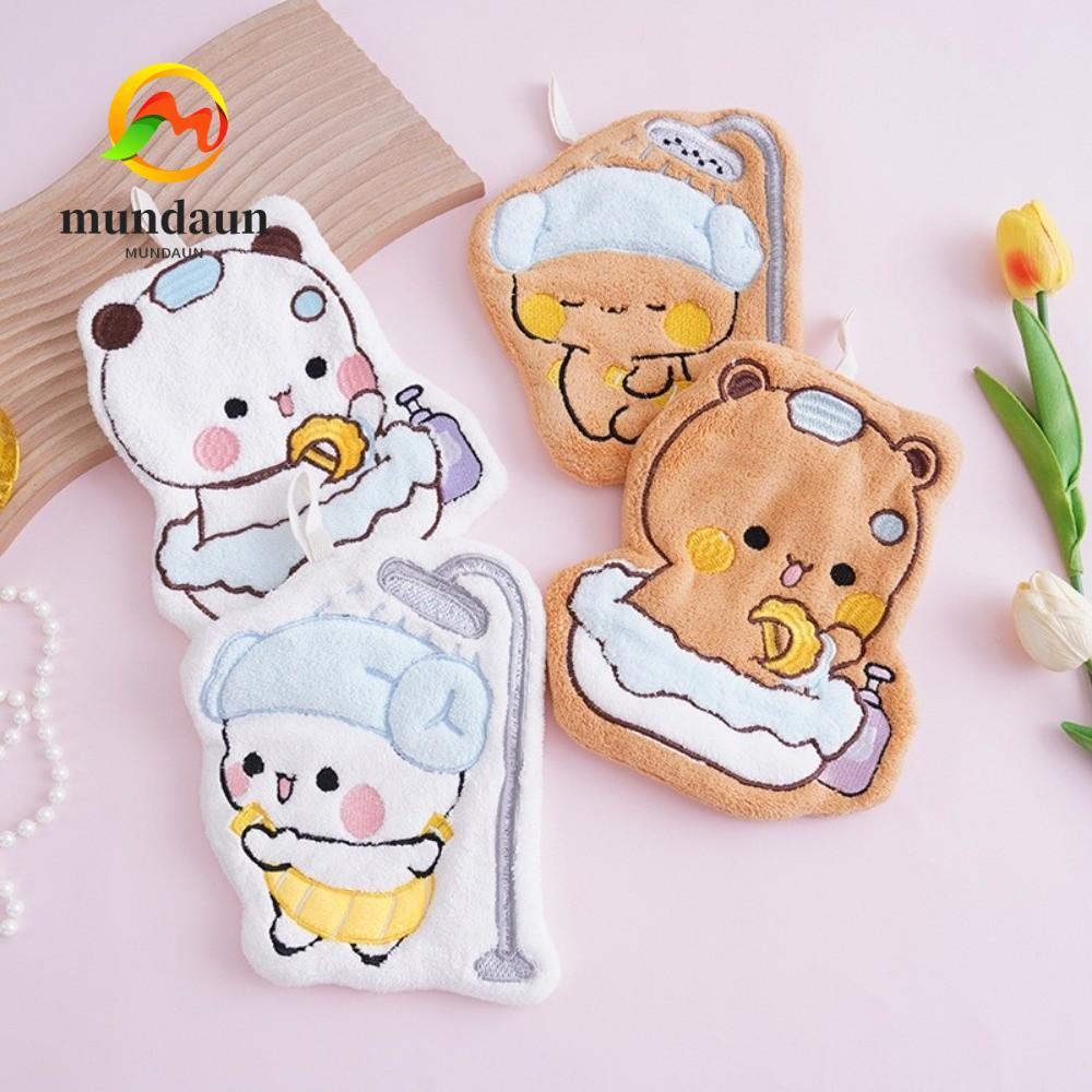 MUNDAUN ผ้าเช็ดมือ, Double Layer Kawaii การ์ตูนเช็ดผ้า, Bubu Dudu หนาดูดซับปะการังกํามะหยี่ห้องน้ําผ้าเช็ดมือ