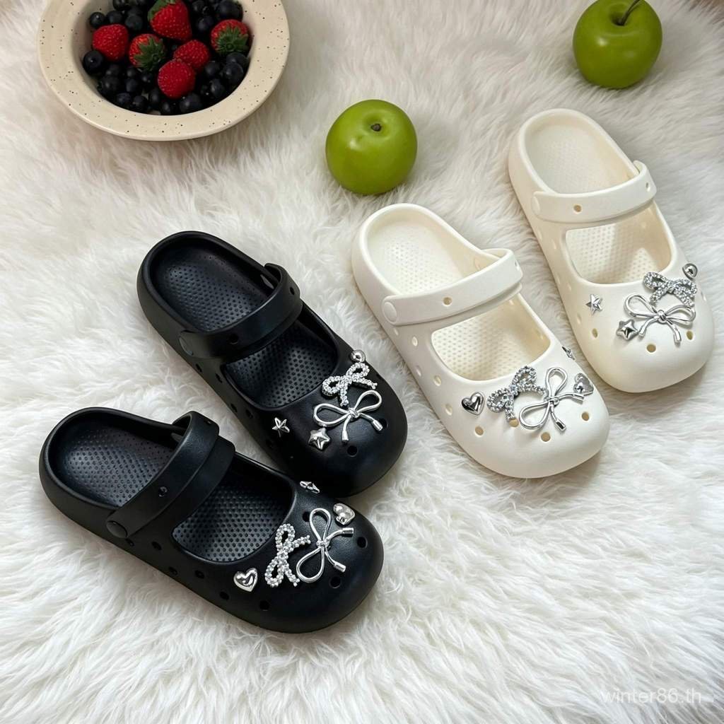 7H2N eva Mary Jane รองเท้าผู้หญิงสวมใส่ด้านนอก Anti-slip Breathable Beach Toe-หุ้มรองเท้าแตะฤดูร้อนน