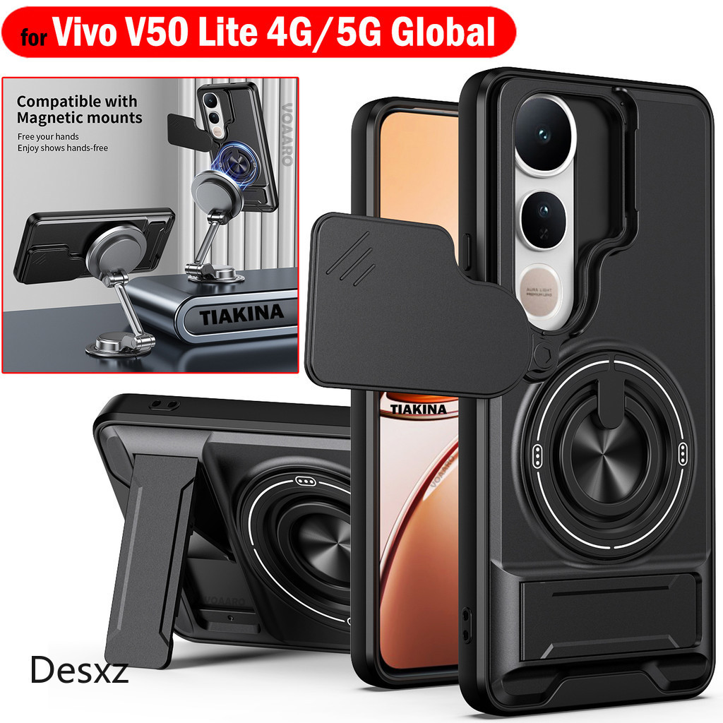 ใหม่หมุนสไลด์เลนส์ Funda สําหรับ Vivo V50 Lite 5G Global กรณีแหวนแม่เหล็กสําหรับ Vivo V50 Lite 4G Gl