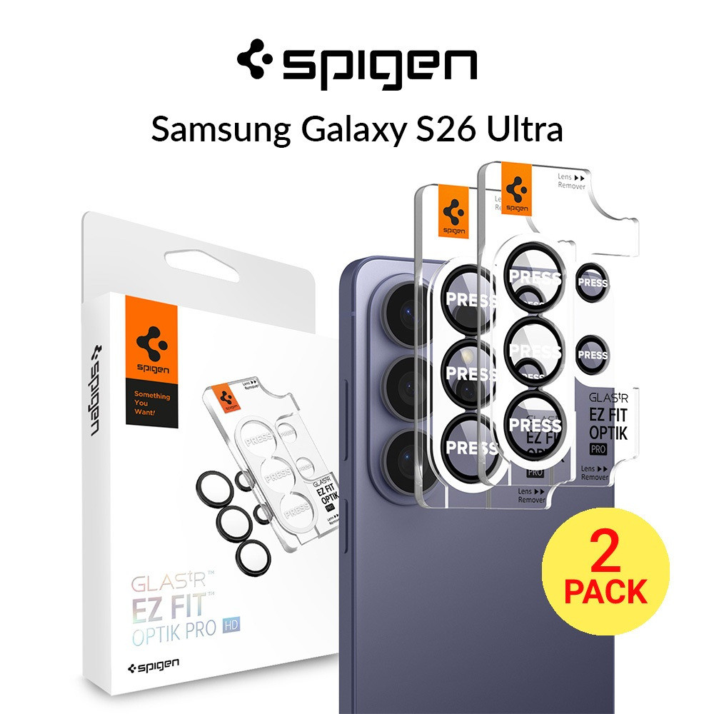 [2 แพ็ค] Spigen Samsung S26 Ultra ตัวป้องกันเลนส์กล้อง 6.9" EZ Fit Optik Pro HD กระจกนิรภัย