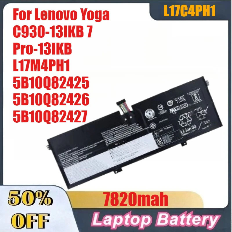 7820mAh คุณภาพสูง L17C4PH1 แบตเตอรี่แล็ปท็อปสําหรับ Lenovo โยคะ C930-13IKB 7 Pro-13IKB L17M4PH1 5B10