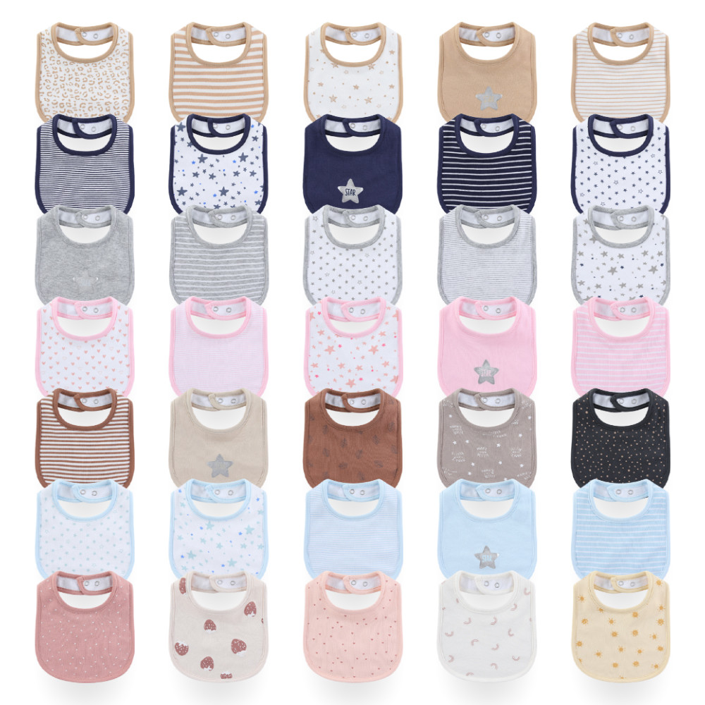 Kiddiezoom 5 ชิ้นแฟชั่นผ้ากันเปื้อนเด็กผ้าพันคอสามเหลี่ยมผ้าฝ้ายผ้าพันคอทารก Bib ทารกแรกเกิด Feeding ผ้าเช็ดน้ําลาย