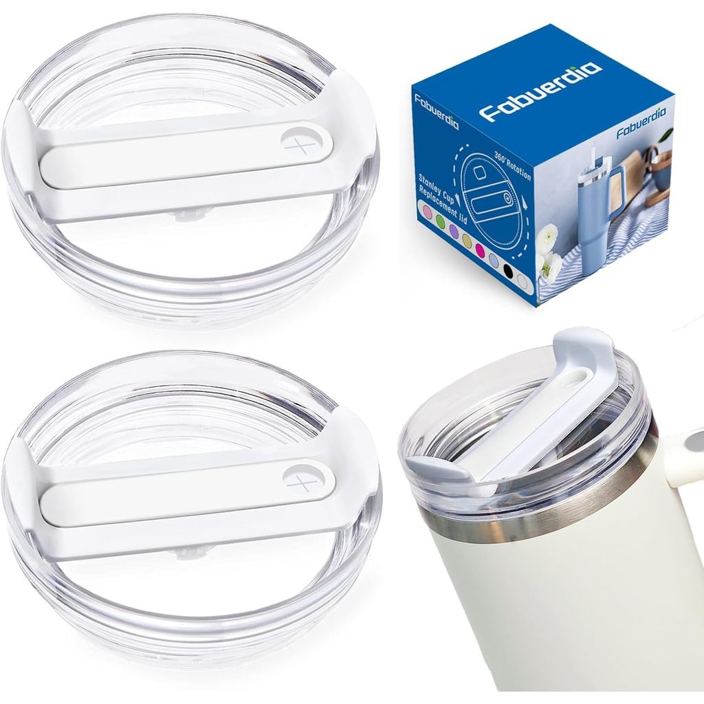 40 OZ Tumbler Lid Fit สําหรับ Stanley, 2 Pack Clear เปลี่ยนฝาปิด, Spill Proof Tumbler Covers สําหรับ