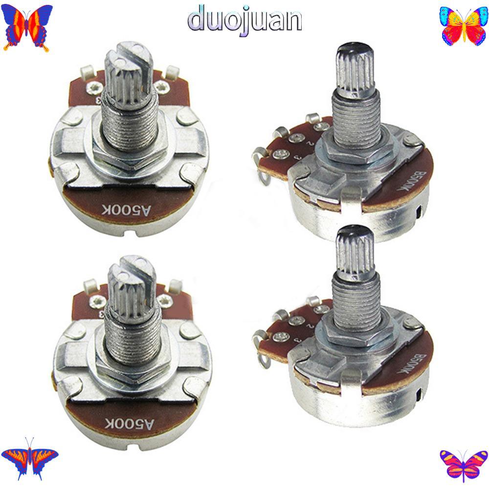 DUOJUAN Volume Tone Guitarra หม้อ,โลหะ 18 มม.แยกเพลา Linear Taper หม้อ,ปฏิบัติเงิน A500K/A250K/B250K ยาว Lever Potentiometer กีตาร์ไฟฟ้า