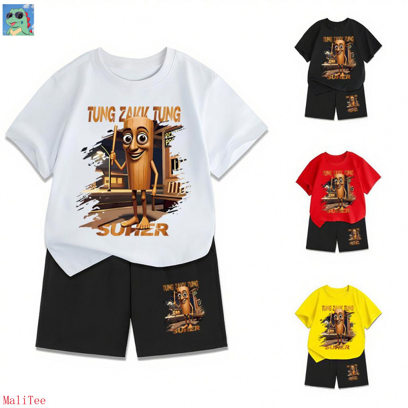 【MaliTee】เซ็ตชุดเด็ก เสื้อ+กางเกง จัดส่งภายใน 24 ชั่วโมง ชุดสองชิ้นสําหรับเด็กชายหล่อเย็นคอกลมหลากหลายแฟชั่นการ์ตูน