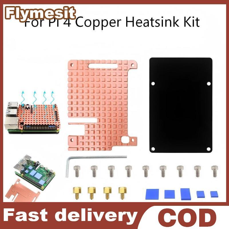 Flymesit Raspberry Pi 4 Passive Cooling Copper Heatsink and Case Plate Kit for Gaming and Multimedia