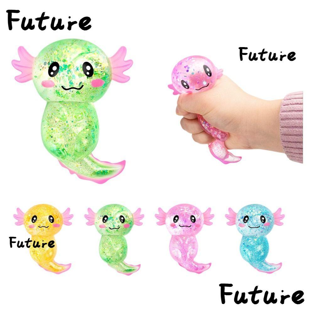 FUTURE Squishy Stress Glitter, รูปร่างน่ารัก Soothing Texture Axolotl Squishy ของเล่น, Glitter Sugar