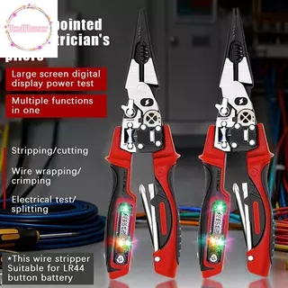 RedFlower หน้าจอขนาดใหญ่จอแสดงผลดิจิตอล Stripper คีมช่างไฟฟ้าจมูกแหลมสําหรับการบํารุงรักษาสายเคเบิลที่แม่นยํา TH