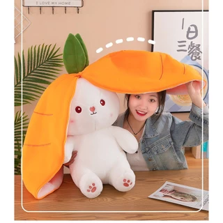 2 in1ตุ๊กตากระต่าย แปลงร่างได้ สตรอเบอร์รี่ แครอท กระต่าย ตุ๊กตากระต่ายหูยาว คุณภาพสูง ตุ๊กตา ตุ๊กตากระต่ายหูแครอท หมอนก