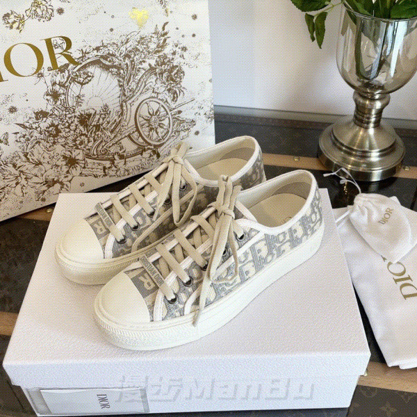 [การพัฒนาต้นฉบับ] รองเท้าผ้าใบ dior ดอกไม้เก่าปักผ้าใบลําลองรองเท้าสีขาว Dior รองเท้าผ้าใบ D Home D 