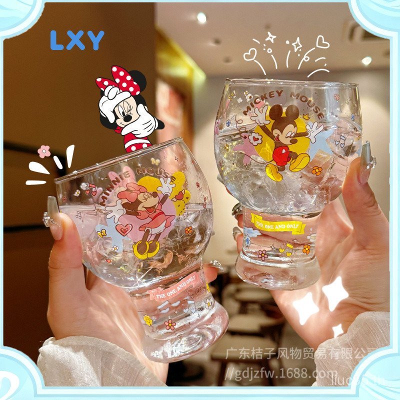 LXY มิกกี้ มินนี่ แก้วน้ําลายมิกกี้ มินนี่ 2026 สไตล์ใหม่ สําหรับงานสังสรรค์ ครัวเรือน ถ้วยเซรามิคเครื่องดื่มเย็น