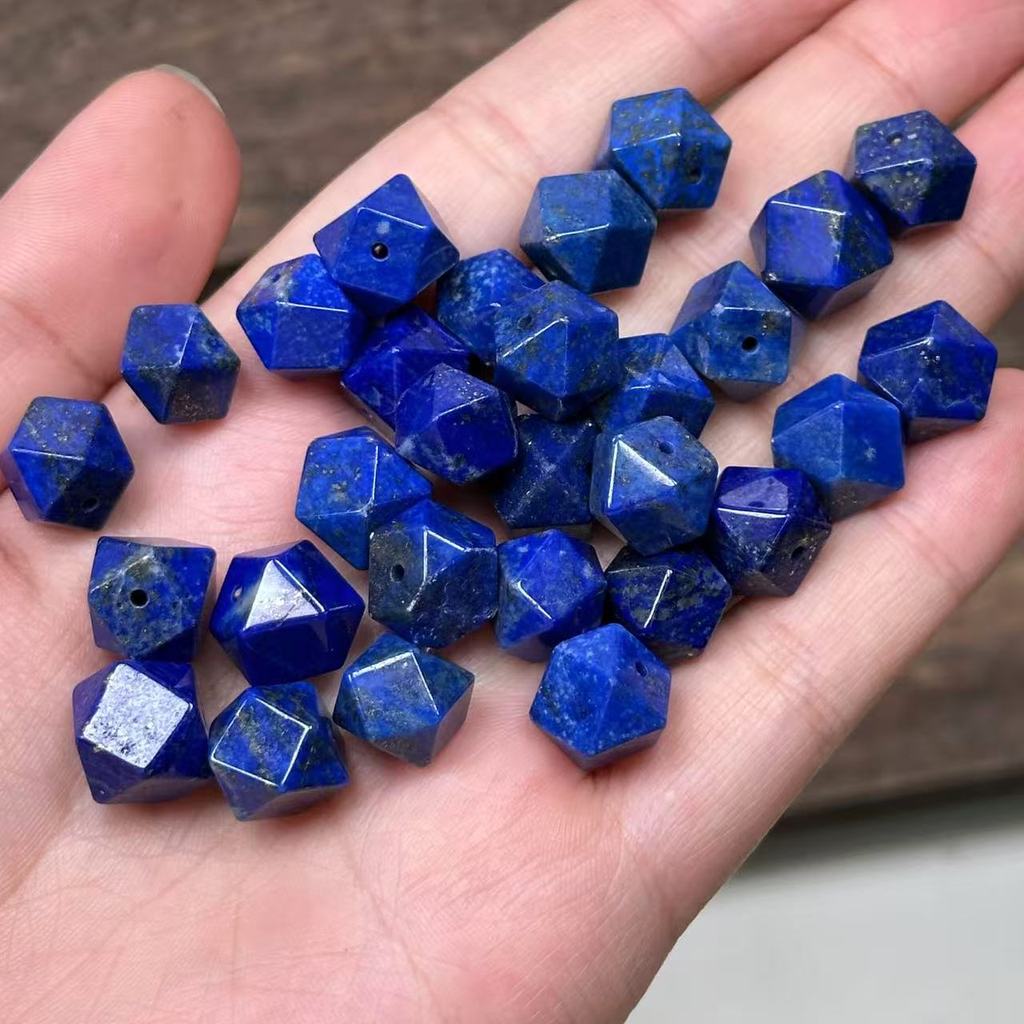 ธรรมชาติ Lapis Lazuli แปดเหลี่ยมลูกปัดรูปหลายเหลี่ยมลูกปัดหลวม DIY สร้อยข้อมือสร้อยคอ Spacer ลูกปัด 