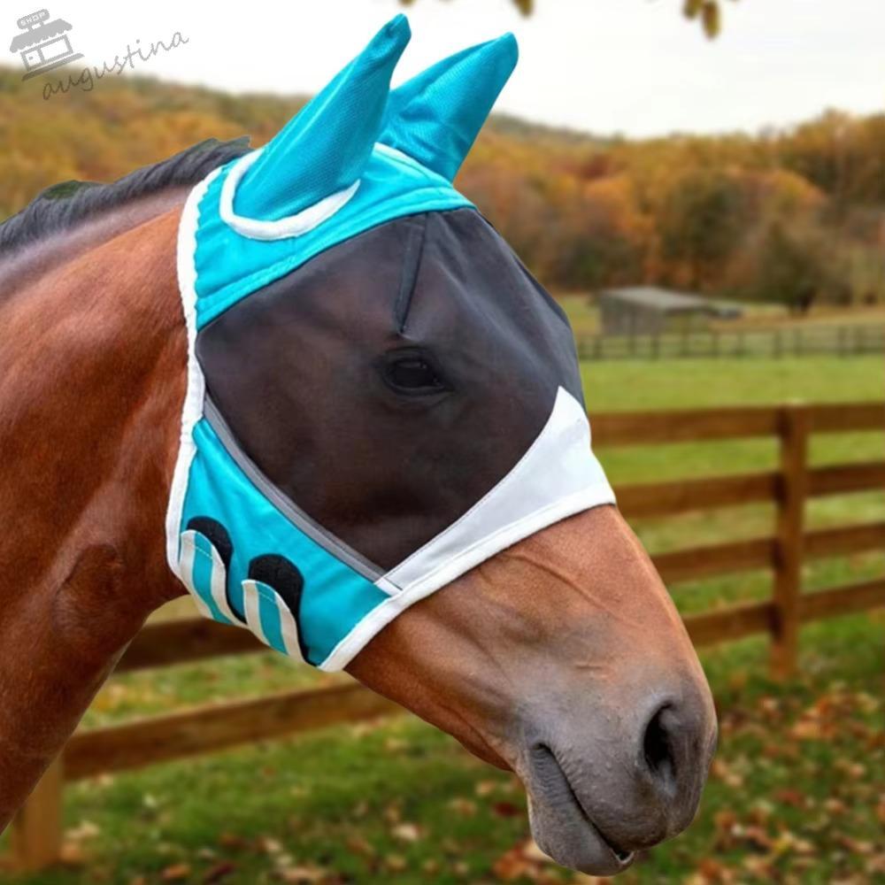 AUGUSTINA Horse Fly Mask, Professional Breathable Horse Face Cover, ทนทานสบาย Quick-Dry Mesh Anti-Fl