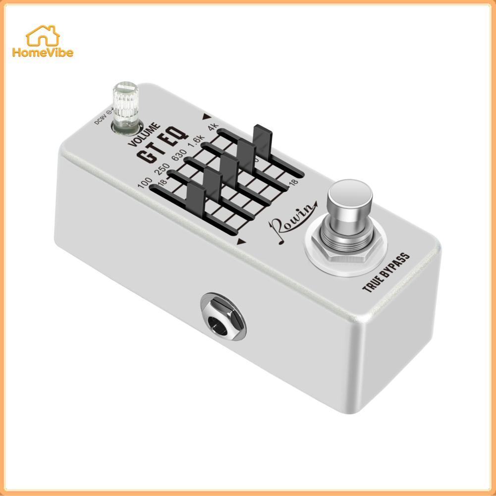 HomeVibe Rowin 5-Band EQ Pedal อีควอไลเซอร์กีตาร์ไฟฟ้า 100Hz 250Hz 630Hz 1.6kHz 4kHz True Bypass 1/4 นิ้ว Mono Metal Shell Effects Overload Distortion Delay ก้องกังวาน