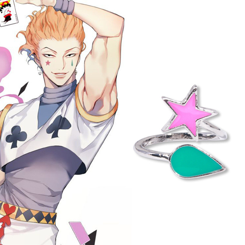 สินค้าภาพเคลื่อนไหว Full-Time Hunter Hisoka Hisoka Teardrop Five-Pointed Star Logo Ring ของขวัญ COS 