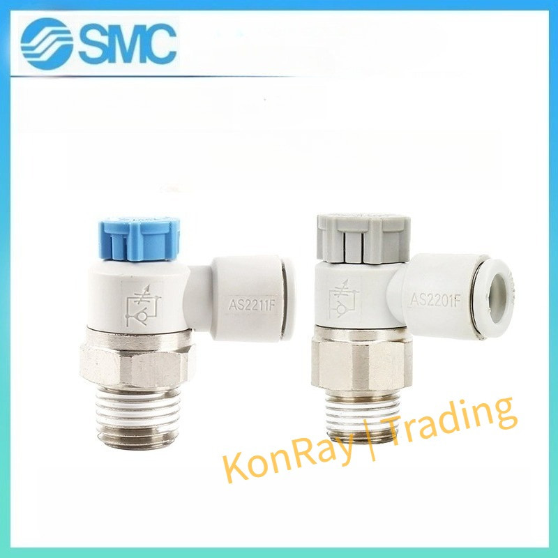 SMC ประเภท Trachea Joint คันเร่งความเร็ววาล์วควบคุม AS1201F-M3-M5-04A-06A AS2201F-01-02-04SA-06SA-08